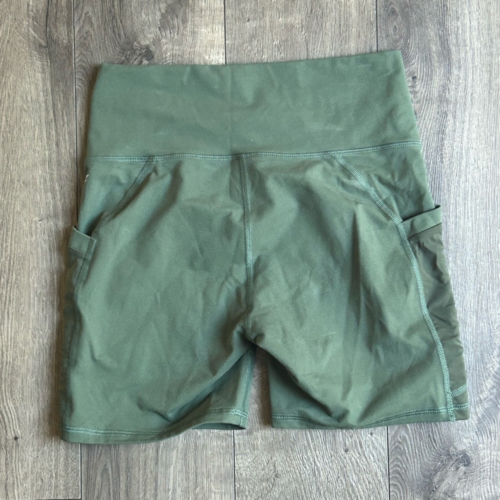 Fabletics Olive High-Rise Pocketed Bike Shorts
